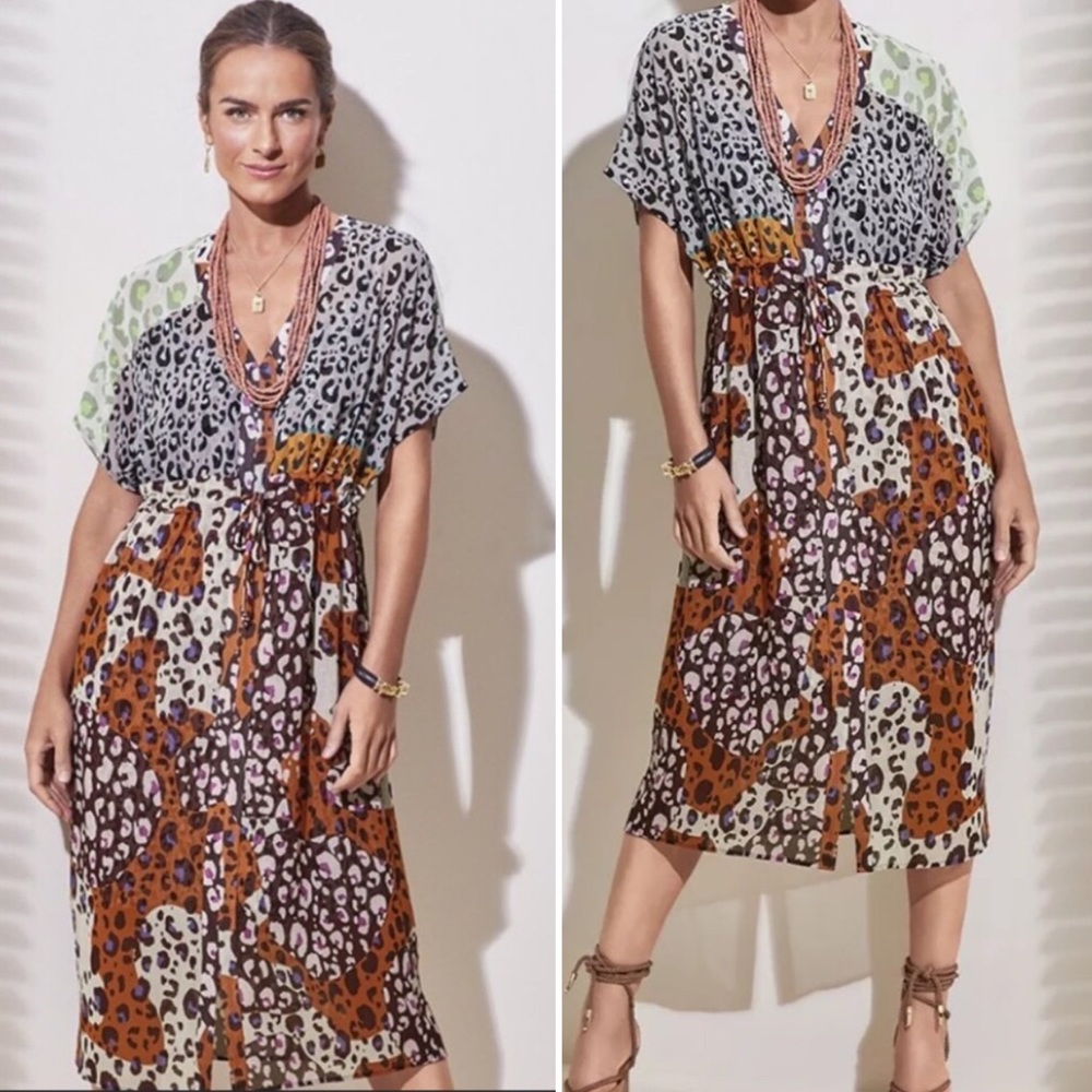 CAbi Escape Mixed Print Dress Size Medium
